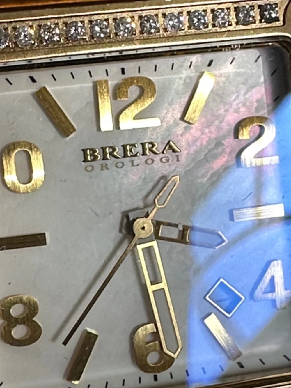 BRERA OROLOGI NEW Gold-Tone Crystal Square Watch